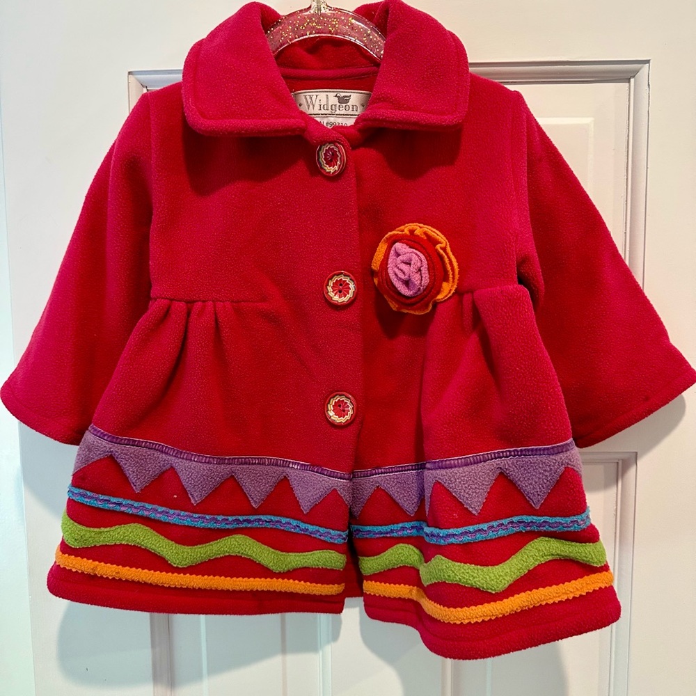 Widgeon Infant Girls Pink Fleece Pea Coat with Buttons